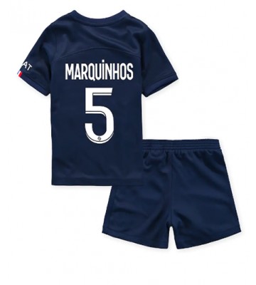 Paris Saint-Germain Marquinhos #5 Hjemmedraktsett Barn 2022-23 Kortermet (+ Korte bukser)